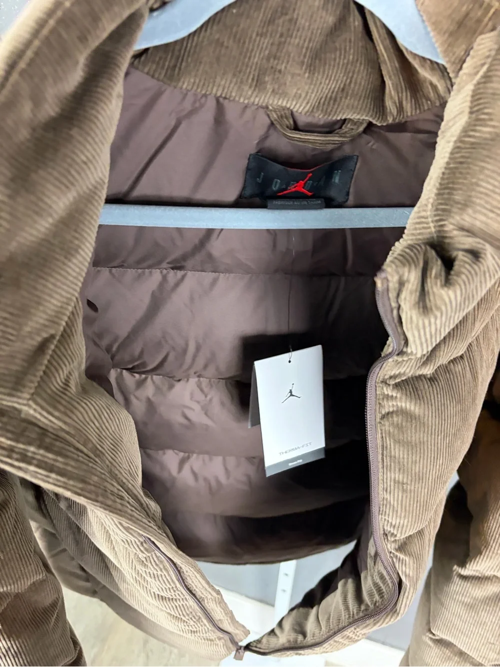 Jordan Flight Down Puffer Baroque Brown Corduroy HV0536-237 Men's Size Small
